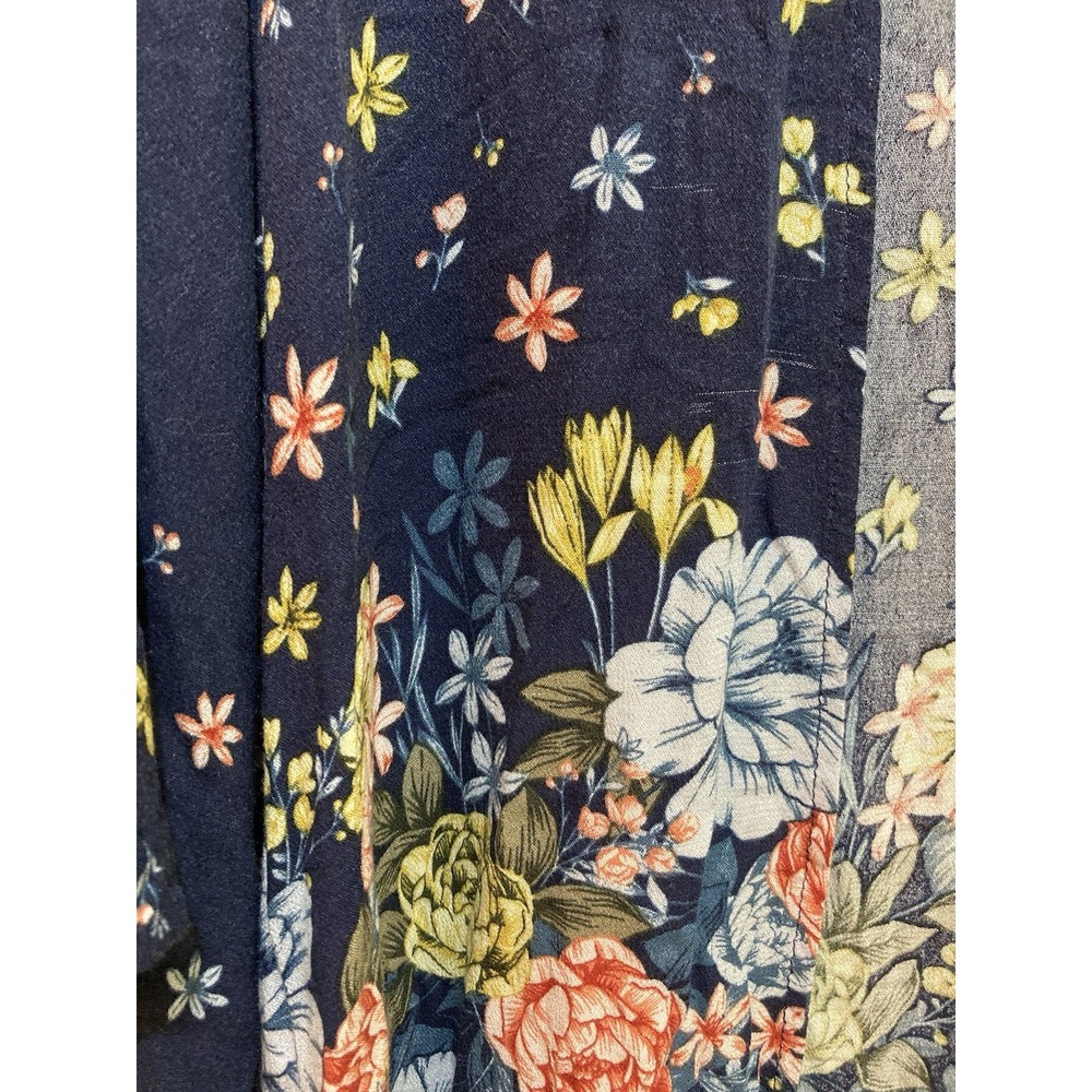 Torrid Womens Open Kimono Size 1/2 Blue Floral 3/4 Sleeve Teacher‎ Summer Beachy - Picture 3 of 11